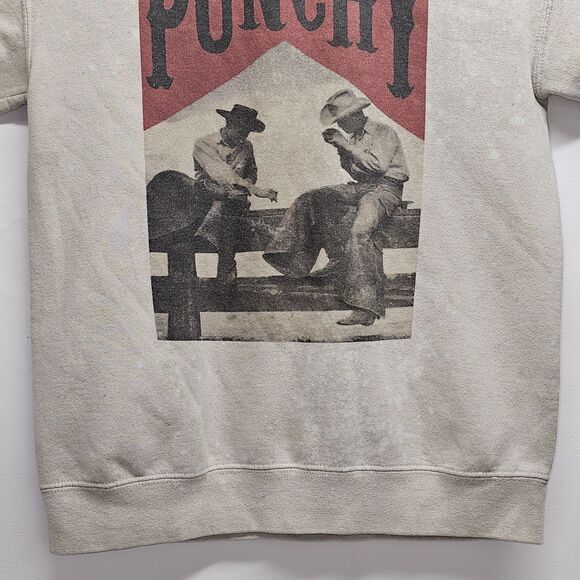 Punchy Western Cowgirl Sweatshirt Rodeo Graphic Pullover No Tag Stained Sleeves - Picture 2 of 15